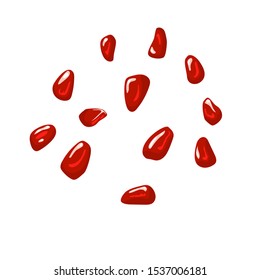 Pomegranate seeds vector. Flat style. Isolated white background.