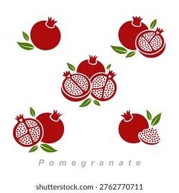 Pomegranate set. Collection icon pomegranate. Vector