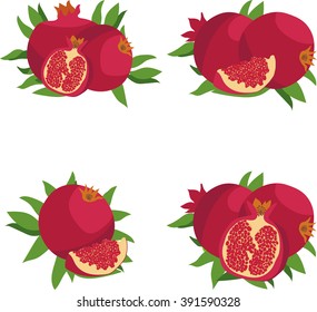 Pomegranate. Set of pomegranates.