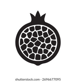 Pomegranate Silhouette with Seed Pattern – Minimal Vector Fruit and Wellness Icon