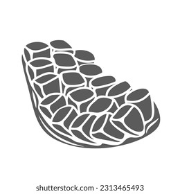 Pomegranate slice glyph icon vector illustration. Stamp of grenadine piece with ripe seeds, one fresh juicy chunk of granate fruit for vitamin tropical juice, pomegranate for eating ruby grains