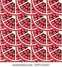 Pomegranate slices seamless pattern vector illustration 