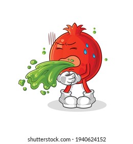 pomegranate throw up cartoon. cartoon mascot vector