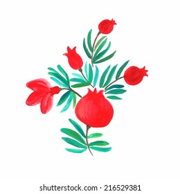 Pomegranate (traced watercolor)