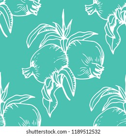 pomegranate tropical fruit seamless pattern
