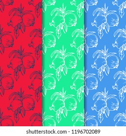 pomegranate tropical fruit seamless pattern