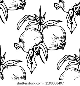 pomegranate tropical fruit seamless pattern