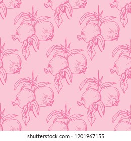 pomegranate tropical fruit seamless pattern