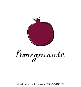 Granatvektor-Cartoon-Flach-Illustration. Garnet-Schild. Logo für Obst und Gemüse