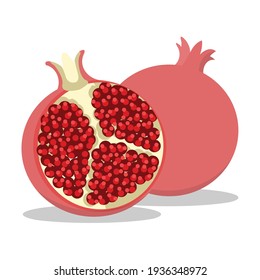 Pomegranate Vector Drawing Illustration Fruit Tropical Juice Organic Healthy Food