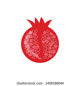 Pomegranate vector icon in flat, cartoon style. Vector illustration is isolated on white background. Garnet icon is a symbol of healthy, rich life, can be used for your design, as logo, app, ui. EPS10
