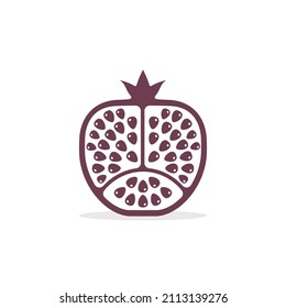 Pomegranate vector icon isolated on white background. Cut Pomegranate sign.