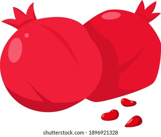 Icono vector granado. Fruta roja al estilo de las caricaturas, ilustración para el diseño de productos publicitarios tienda o mercado.