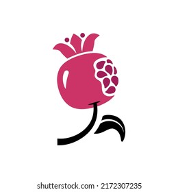 Pomegranate vector icon. Rosh Hashanah Jewish New Year flat  design element 