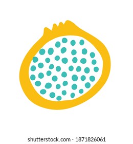 Pomegranate vector illustration. Doodle of a colored garnet. Natural tropical fruits in Scandinavian style. Vector isolated illustration from the set.
