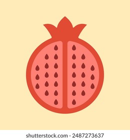 Pomegranate Vector Illustration. Fruit Icon Concept Isolated. Flat Cartoon Style Suitable for Web Landing Page, Banner, Flyer, Sticker, Card