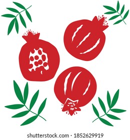 Logo von Garnet. Juckes Obst mit Blättern. Einziger Garten auf weißem Hintergrund, saftiger Garten.