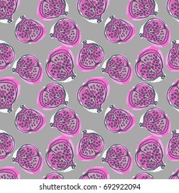 Pomegranate vector illustration. Hand drawn artistic background for brochure, cover, invitation, home or outdoor decor, postcard, flyer, poster, etc.