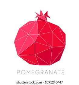 Pomegranate. Vector illustration in low-poly style. Pomegranate picture in polygonal style