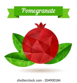 Pomegranate, vector illustration. Made with polygons like a crystal.