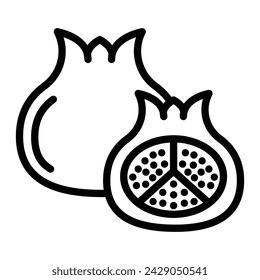 Diseño de iconos de línea de vectores de granada