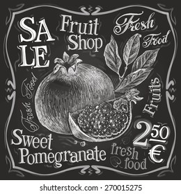 pomegranate vector logo design template. fresh fruit, food or menu board icon.