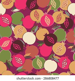 Pomegranate vector seamless pattern. Vector background. Use for textiles, pillow & wallpaper, web page background, surface textures, wrapping paper, interior, food & cosmetic package decoration.