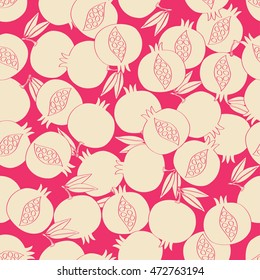 Pomegranate vector seamless pattern. Vector background. Use for textiles, pillow & wallpaper, web page background, surface textures, wrapping paper, interior, food & cosmetic package decoration.