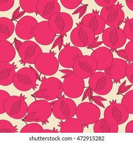 Pomegranate vector seamless pattern. Vector background. Use for textiles, pillow & wallpaper, web page background, surface textures, wrapping paper, interior, food & cosmetic package decoration.