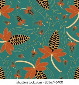 Pomegranate vector seamless repeat pattern print