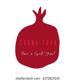 Pomegranate watercolor half sliced fruit botanical hand drawn vector illustration background. Sweet and happy Rosh Hashanah card. Shana tova, have a sweet year. For recipe book, floral menu cover.