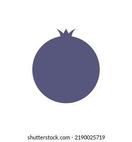 Pomegranate whole fruit silhouette. Flat vector illustration isolated on white background.