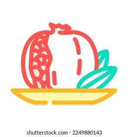 pomegranate whole grain leaf color icon vector. pomegranate whole grain leaf sign. isolated symbol illustration