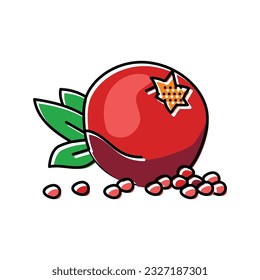 pomegranate whole grain leaf color icon vector. pomegranate whole grain leaf sign. isolated symbol illustration