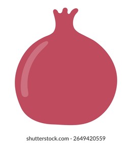 Pomegranate whole, Rosh Hashanah symbol, isolated on transparent. Hand drawn flat vector illustration. Traditional Hebrew New Year clip art, seasonal summer, autumn fruit design element