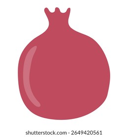 Pomegranate whole, Rosh Hashanah symbol, isolated on transparent. Hand drawn flat vector illustration. Traditional Hebrew New Year clip art, seasonal summer, autumn fruit design element