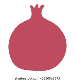 Pomegranate whole, Rosh Hashanah symbol, isolated on transparent. Hand drawn flat vector illustration. Traditional Hebrew New Year clip art, seasonal summer, autumn fruit design element