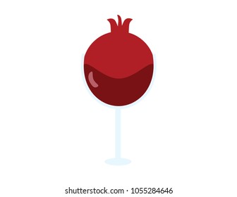 Pomegranate in wine glass vector icon isolated