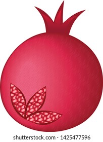 Pomegranate, you see the seeds in the form of three leaves