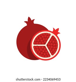 Pomegranato,ilustración vectorial de icono de diseño plano