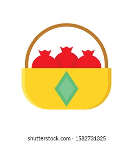 Pomegranates in basket related to china new year vector in flat design