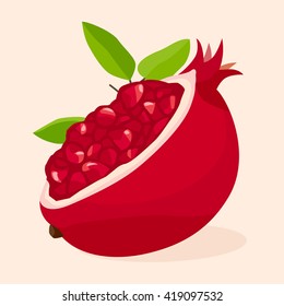 Pomegranates fruit, illustrated vector and design.