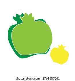 Pomegranates on white background. Vector illustration for prints for clothes, greeting cards and emblems.