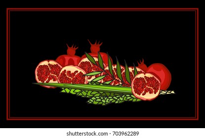 Pomegranates with Palm