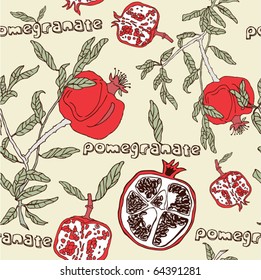 Pomegranates seamless background, Vector