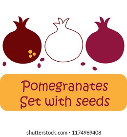 Pomegranates with seeds vector for web design,templates,clip arts,party,decoration,scrapbooking,pattern design,baby shower,wedding,party 