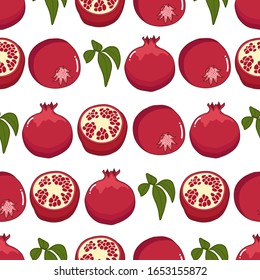 Pomegrante fruit seamless pattern illustration