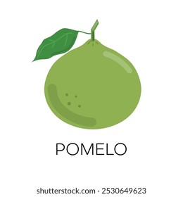 Pomelofrucht mit Blattsymbol einzeln auf weißem Hintergrund. Vektorgrafik.
