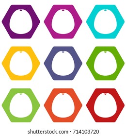 Pomelo icon set many color hexahedron isolated on white vector illustration