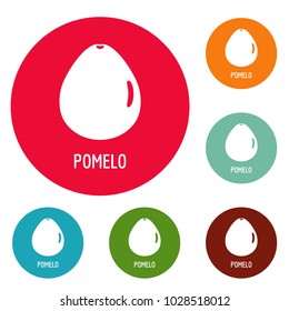 Pomelo icons circle set vector isolated on white background